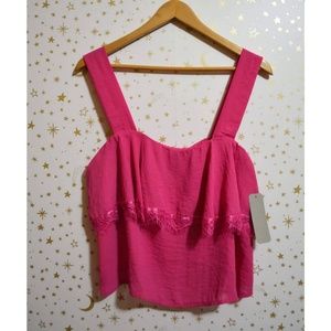 NWT CAD Pink Lace Tank Top Medium